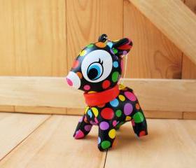 Puchi Babie, Bambi deer key chain, colorful dot