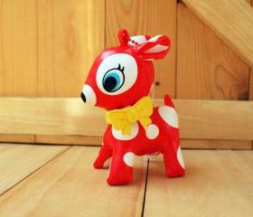 Puchi Babie, Bambi deer key chain, Red, White dot