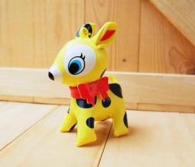 Puchi Babie, Bambi deer key chain, Yellow dot