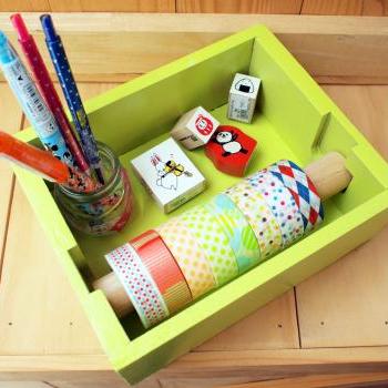 Masking tape Organizer, Lime Green